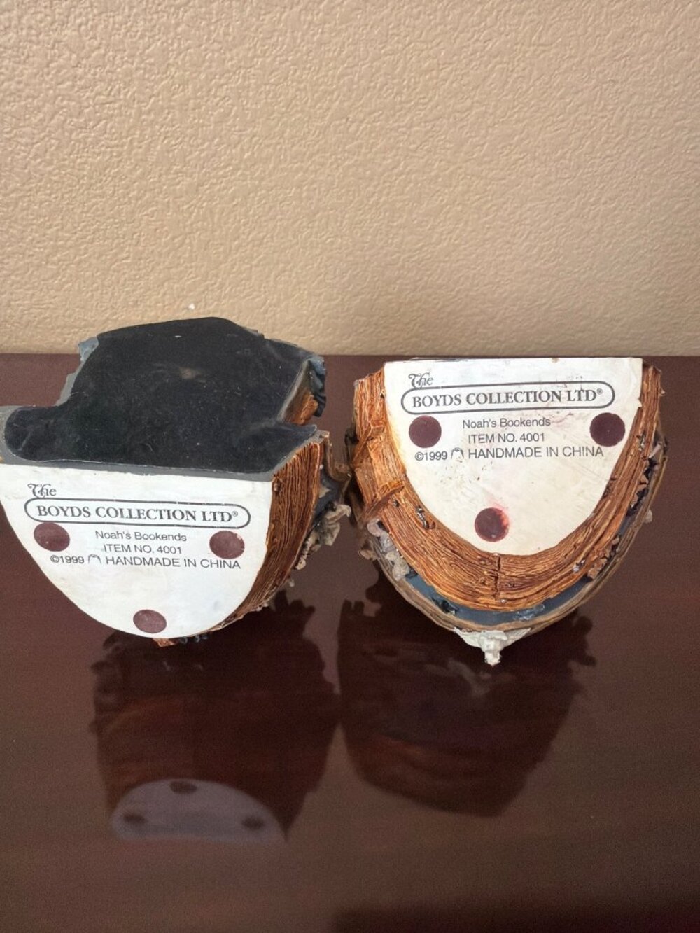 1999 Boyds Bears Noah's Ark Resin Bookends #4001 Set of 2 - Pre-owned No Box - Picture 7 of 16